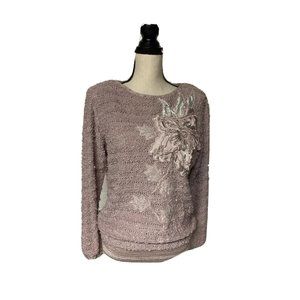 Modelle Italy Vintage Sweater Mauve Boucle Knit Embellished